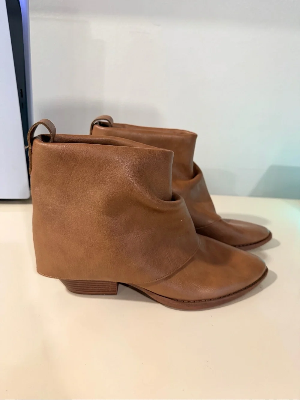 Zodiac Tan Leatherette Slouch Ankle Boot